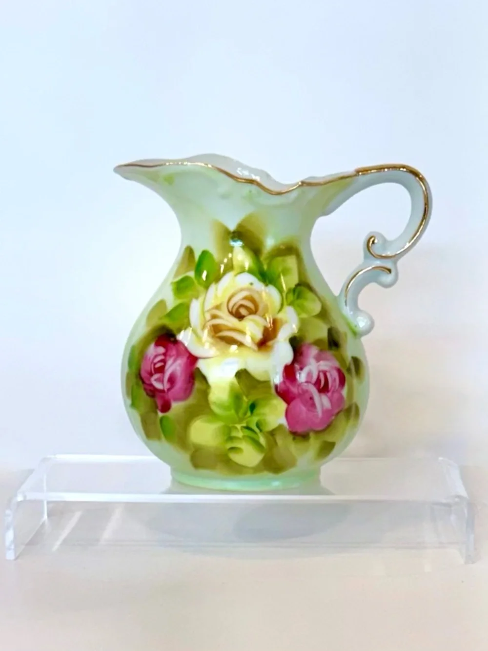 Vintage 1950 Norcrest Japan Hand Painted Cabbage Rose 5